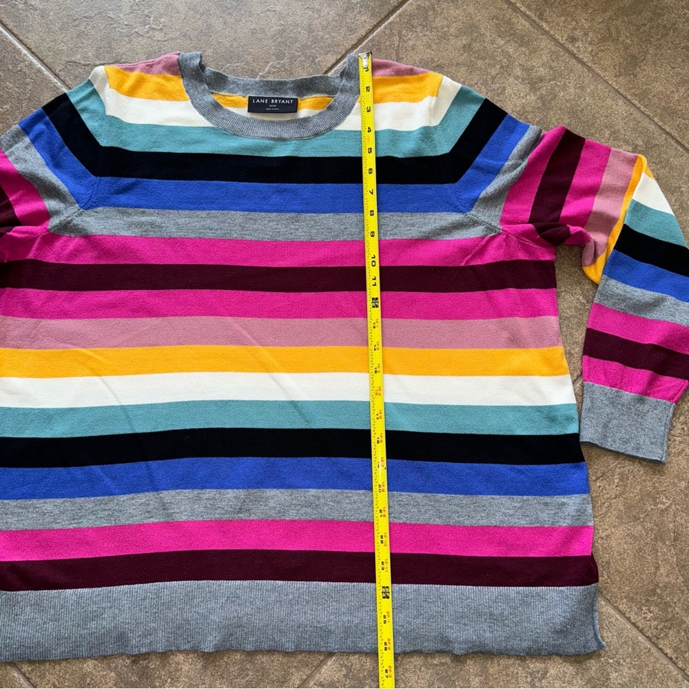 Like NEW - Lane Bryant Classic Multi-Stripe Pullover Sweater - Picture 7 of 15
